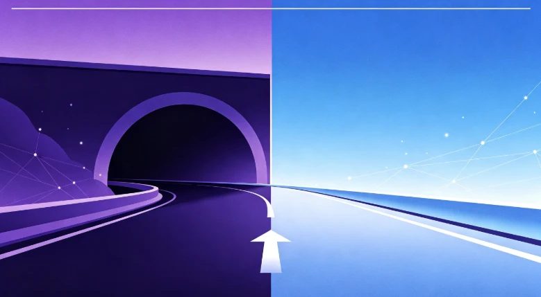 良心云是 VPN 还是机场:两种网络路径的对比示意图